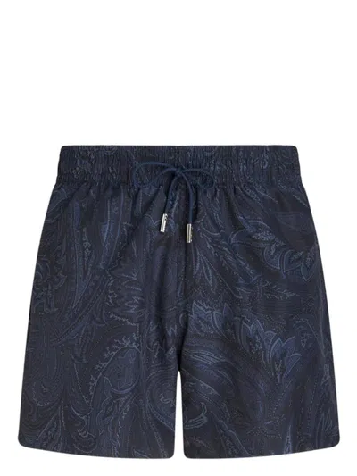 Etro Roma Swim-trunk With Pocket Clothing In Blue
