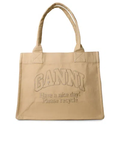 Ganni 'easy' Cream Recycled Cotton Shopping Bag