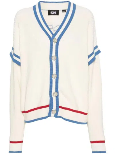 Gcds Logo Knit Cardigan Clothing In White