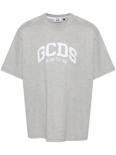 Gcds Logo Loose T-shirt In Grey