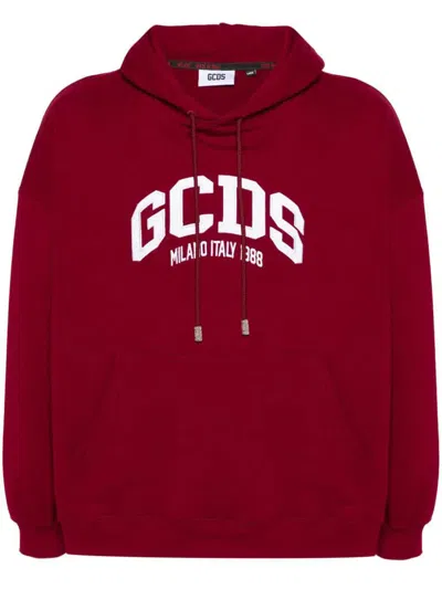 Gcds Logo Loose Hoodie Clothing In Red