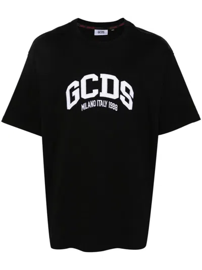 Gcds Logo Loose T-shirt Clothing In Black