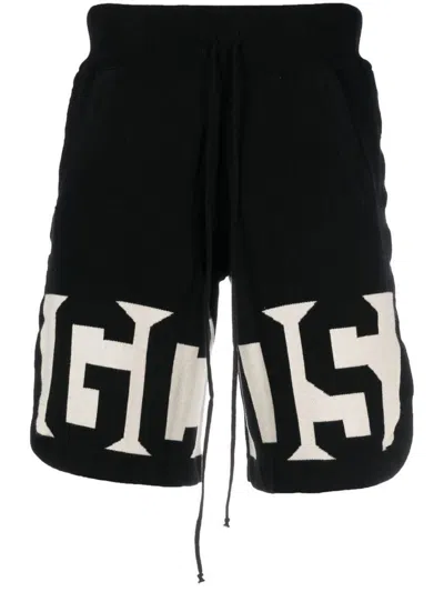 Gcds Logo-detail Cotton Bermuda Shorts In Black