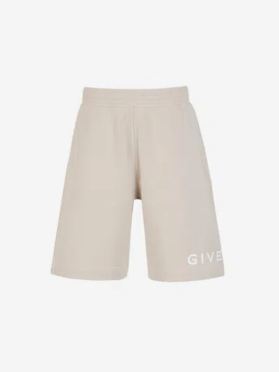 Givenchy Logo印花棉短裤 In Light Grey