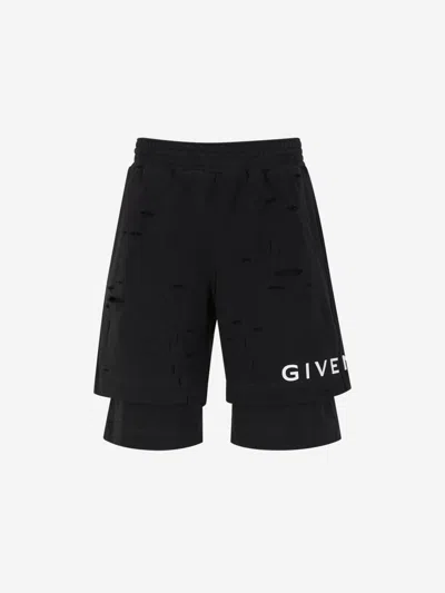 Givenchy Logo Cotton Bermuda Shorts In Black