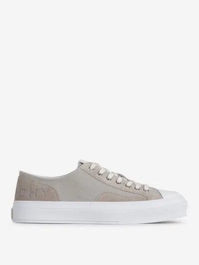 Givenchy City Sneakers In Canvas And Suede In Grey