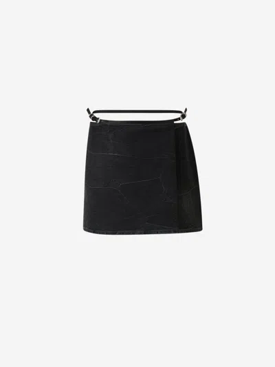 Givenchy Voyou Denim Mini Skirt In Curved Design