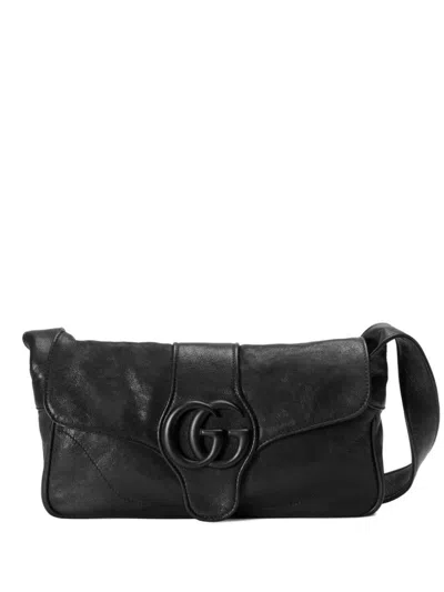 Gucci Aphrodite Logo Plaque Small Shoulder Bag In Black