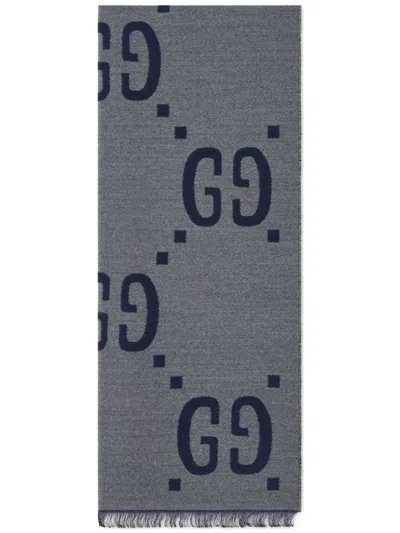 Gucci Scarf With Logo In Grey