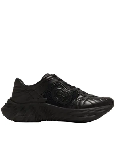 Gucci Leather Trainer Shoes In Black