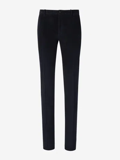 Incotex Cotton Corduroy Trousers In Navy Blue