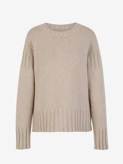 Jil Sander Cashmere Knit Sweater In Cream