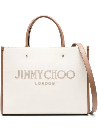 Jimmy Choo Avenue M Tote Bags In Natural/taupe/d. Tan/l. Gold