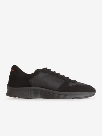 Kiton Leather Paneled Sneakers In Black