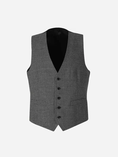 Lardini Houndstooth Vest In Black