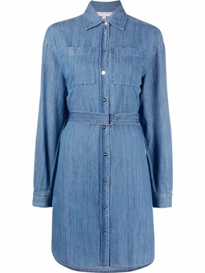 Michael Kors Belted Shirt Drs Clothing In Blue