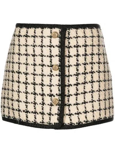 Miu Miu Boucle`check Skirt Clothing In Nude & Neutrals