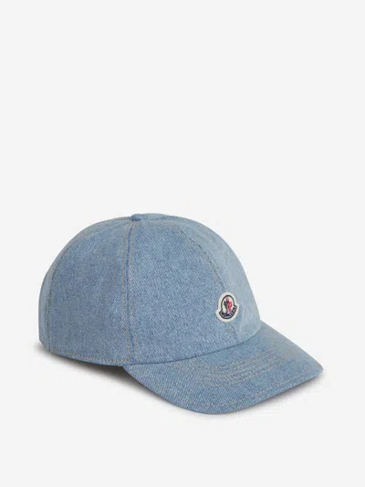 Moncler Denim Logo Cap In Embroidered Patch Logo