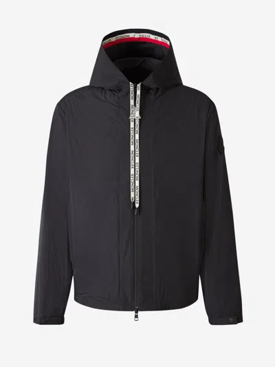 Moncler Drawstring Hooded Jacket In Black