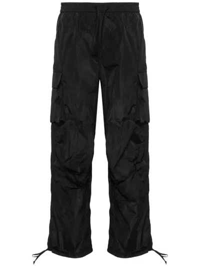Msgm Cargo-pockets Crepe Trousers In Black