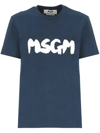 Msgm T-shirt Clothing In Blue