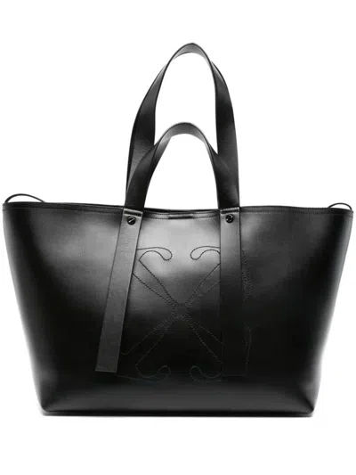 Off-white Medium Day Off Leather Tote Bag In Black