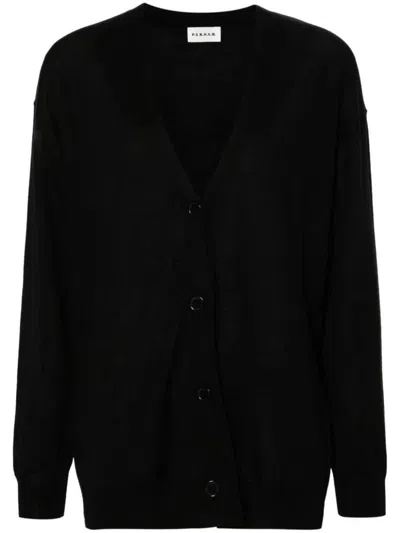 P.a.r.o.s.h Drop-shoulder Fine-knit Cardigan In Black