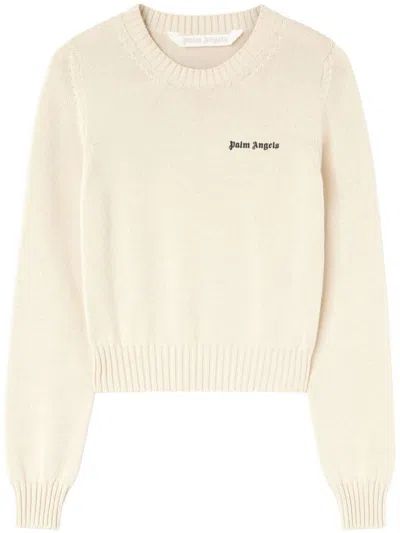Palm Angels Classic Logo Sweater Clothing In White