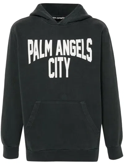 Palm Angels Hoody City Washed Clothing In Grey
