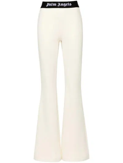 Palm Angels Logo-tape Flared Track Trousers In Neutrals