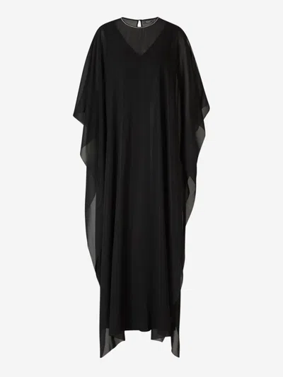 Peserico Midi Dress Cape In Semi-transparent Layer