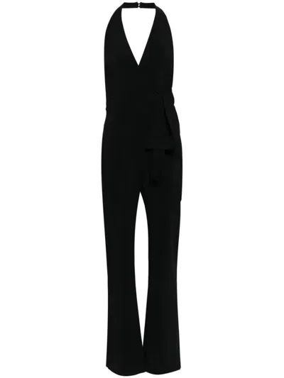 Pinko Extradry Stretch Crepe Jumpsuit Clothing In Black