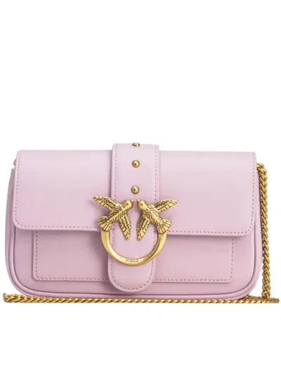 Pinko Love One Pocket C Calf Bags In Pink & Purple