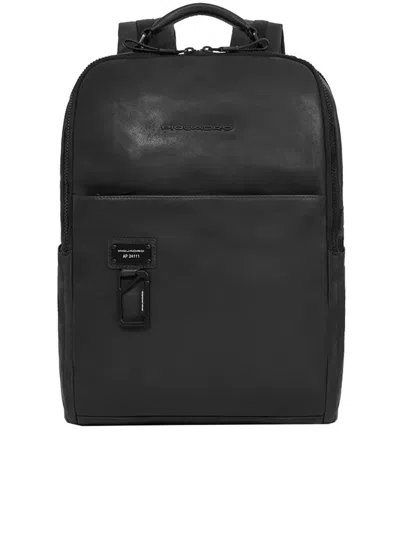 Piquadro Leather Backpack With Laptop Holder 15.6" Bags In Black