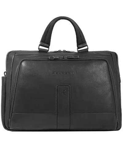 Piquadro Leather Briefcase Compartment 15.6" Bags In Black