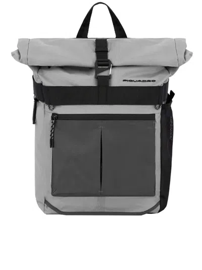 Piquadro Roll-top Bike Computer Backpack Bags In Grey