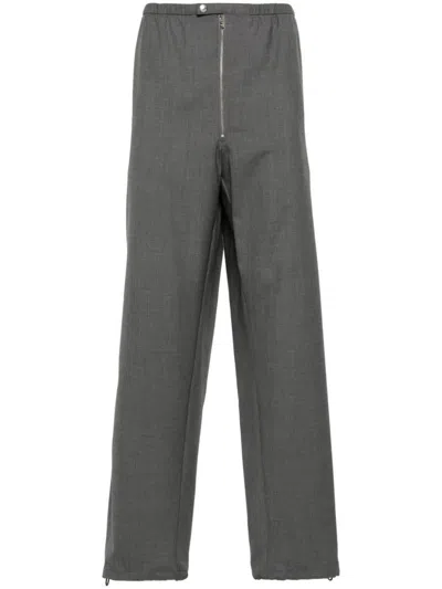 Prada Fine Panama Trousers Clothing In Grey