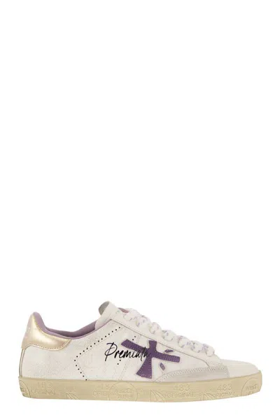 Premiata Steven 6659 Sneakers In White/purple