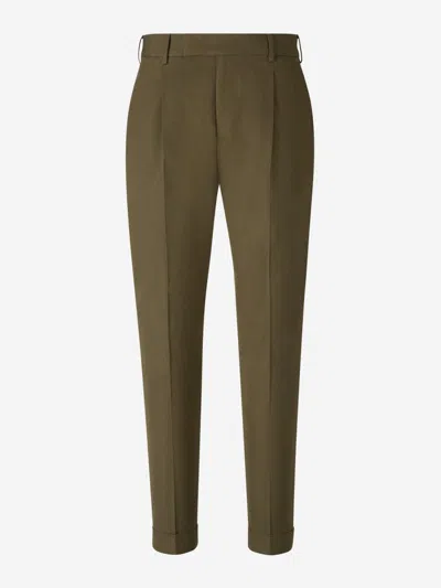 Pt01 Cotton Formal Trousers In Military Green