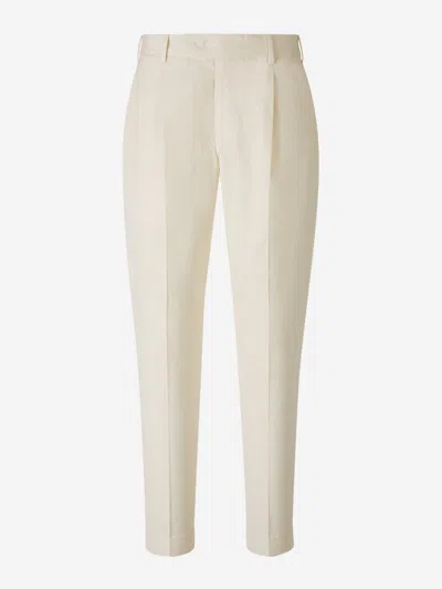 Pt01 Cotton Formal Trousers In Cream