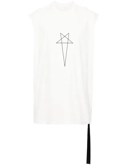 Rick Owens Drkshdw Pentagram-print Cotton Tank Top In White