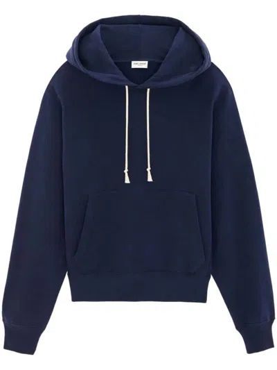 Saint Laurent Hoodie Molleton Doux Clothing In Blue