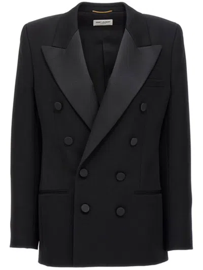 Saint Laurent Waistcoate Grain De Poudre Leger Clothing In Black