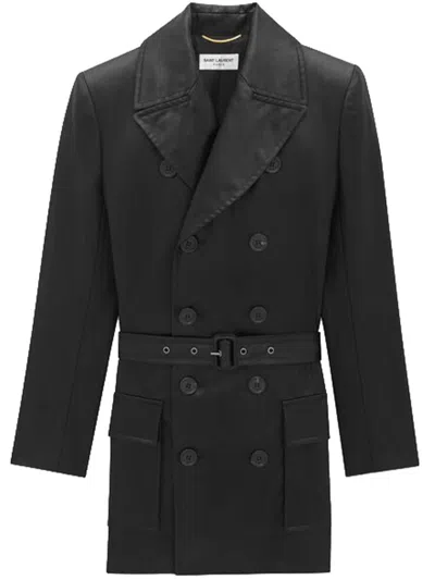 Saint Laurent Waistcoate Satin Chintze Lave Clothing In Black