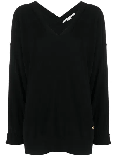 Stella Mccartney Iconic Merino Knit V Neck Jumper Clothing In Black