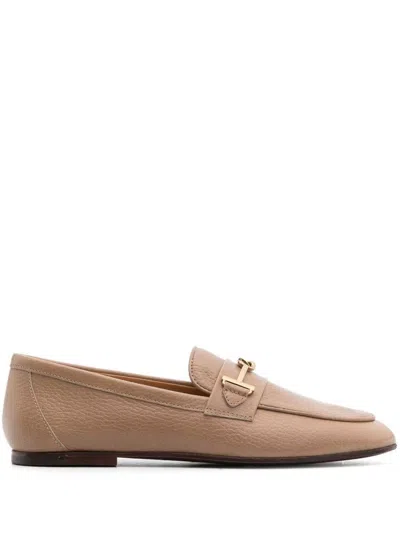Tod's Leather Loafer Shoes In Brown
