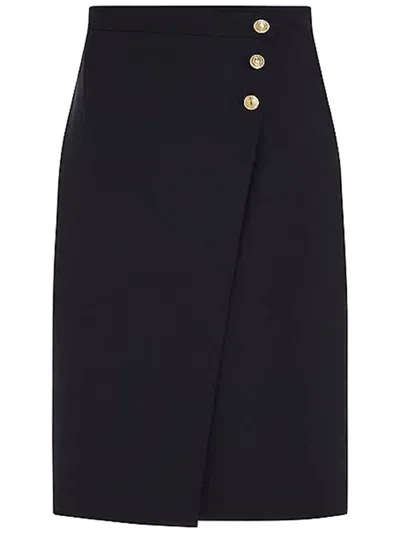Tommy Hilfiger Gold Button Midi Skirt Clothing In Blue