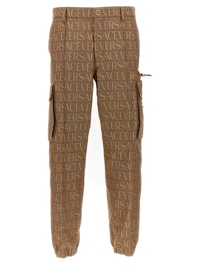Versace Allover' La Vacanza Caspule Trousers In Brown