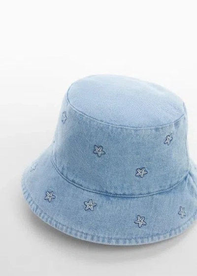 Mango Kids' Denim Bucket Hat Medium Blue