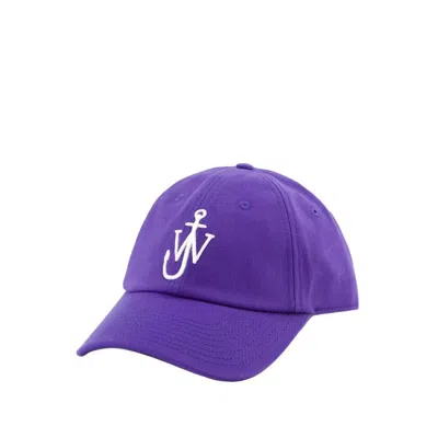Jw Anderson Curved Peak Logo Embroidered Baseball Cap In Purple